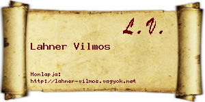 Lahner Vilmos névjegykártya